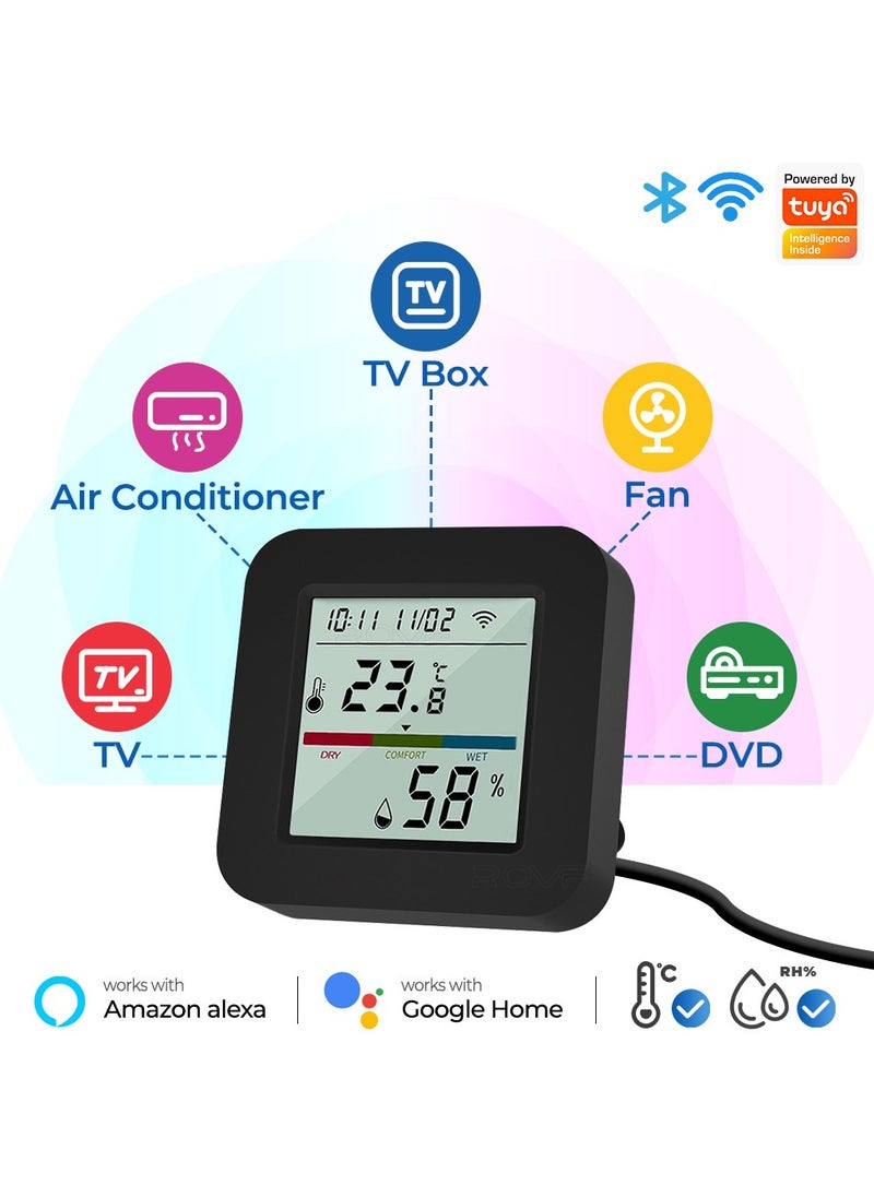 UanTii UanTii 4 in 1 Tuya Smart Universal IR Remote With Temperature Humidity Sensor with Display Wifi Infrared Remote for Air Conditioner, TV.etc Works with Alexa Google Assistant  - Image 1