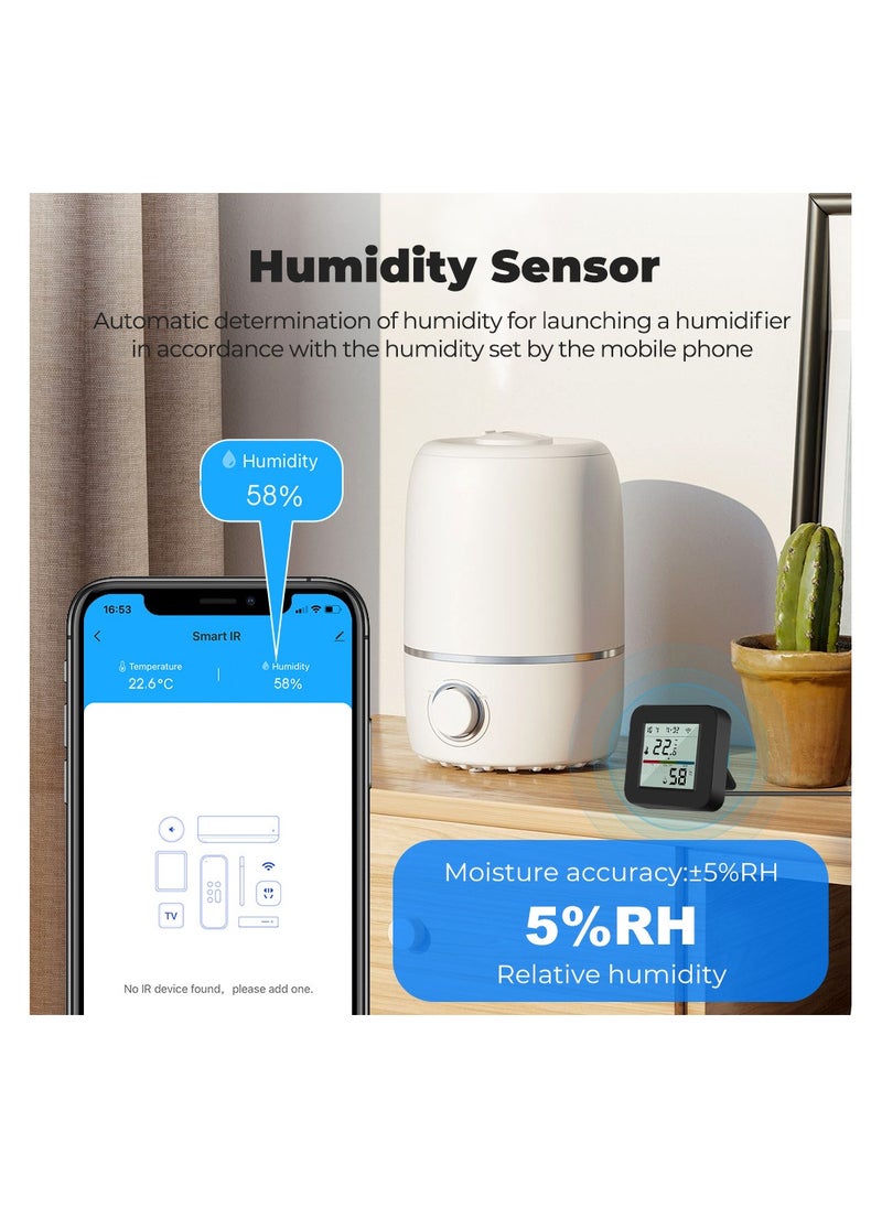 UanTii UanTii 4 in 1 Tuya Smart Universal IR Remote With Temperature Humidity Sensor with Display Wifi Infrared Remote for Air Conditioner, TV.etc Works with Alexa Google Assistant  - Image 5