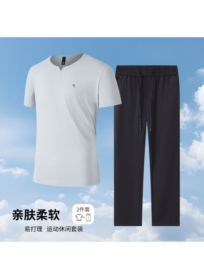 Tucano men's 2-piece Summer Outfit - Short Sleeve Tee With Casual Pants Set - Image 2
