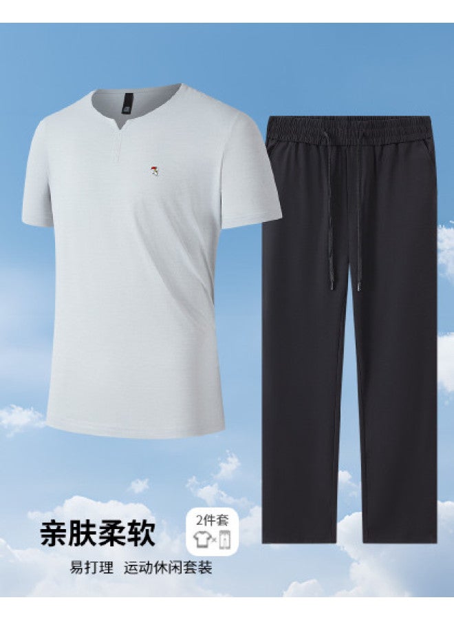 Tucano men's 2-piece Summer Outfit - Short Sleeve Tee With Casual Pants Set - Image 1