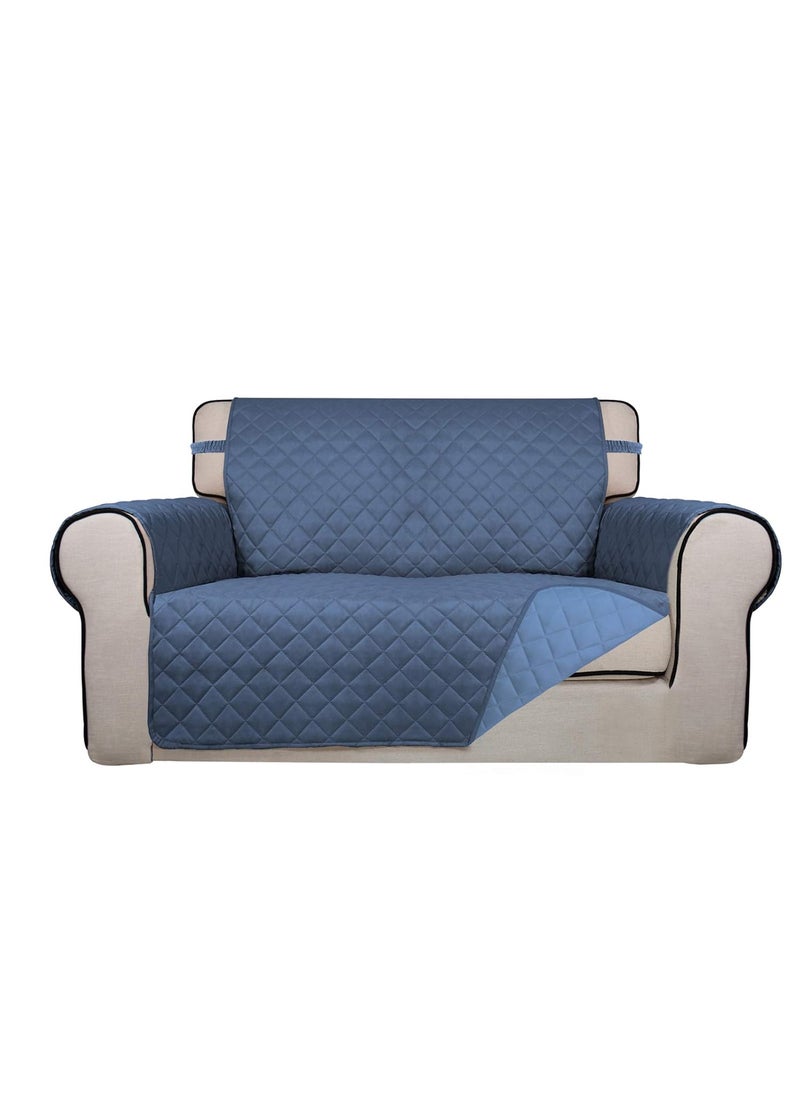PureFit - PureFit Reversible Quilted Sofa Cover, Water Resistant Slipcover Furniture Protector, Washable Couch Cover with Non Slip and Elastic Straps for Kids, Dogs, Pets (Loveseat, Dark Blue/Light Blue) - Image 1
