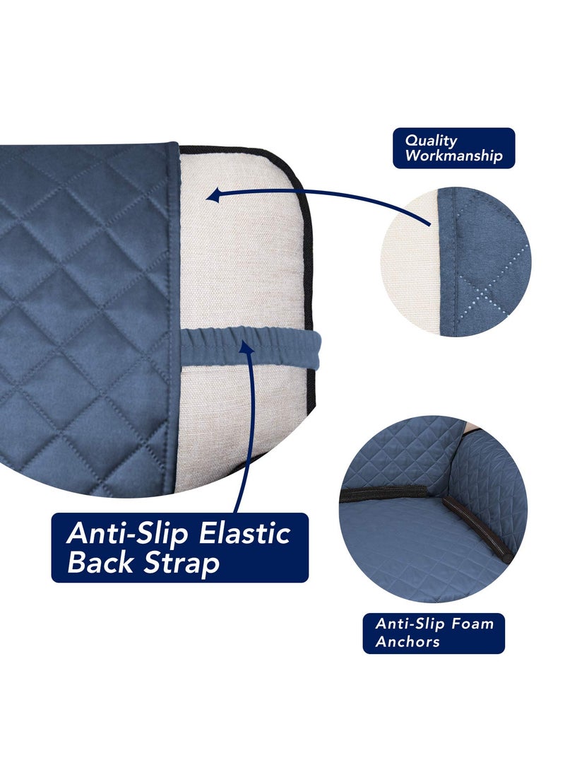 PureFit - PureFit Reversible Quilted Sofa Cover, Water Resistant Slipcover Furniture Protector, Washable Couch Cover with Non Slip and Elastic Straps for Kids, Dogs, Pets (Loveseat, Dark Blue/Light Blue) - Image 1