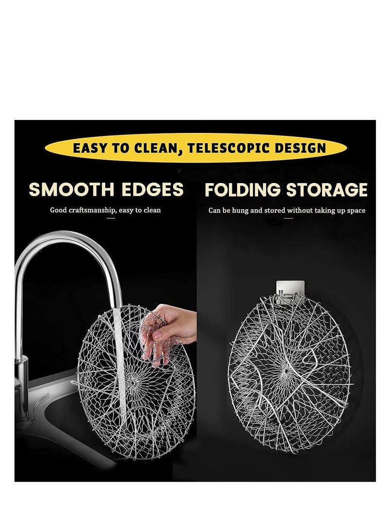 Generic - Foldable Stainless Steel Deep Fry Basket Multifunction Steam Rinse Strain Fry Strainer Net Telescopic Folding Basket Fry Basket for Fried Food or Fruits Kitchen Utensil Cooking Net Gadgets - Image 1