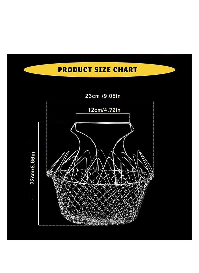 Generic - Foldable Stainless Steel Deep Fry Basket Multifunction Steam Rinse Strain Fry Strainer Net Telescopic Folding Basket Fry Basket for Fried Food or Fruits Kitchen Utensil Cooking Net Gadgets - Image 1