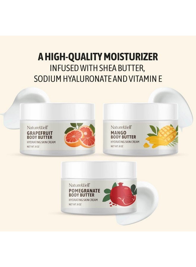 NATURE WELL Shea Body Butter Variety Pack, Includes Grapefruit, Mango, & Pomegranate, Provides Ultimate Nourishment & Hydration, 3 Pack (8 Ounces Each) - Image 2