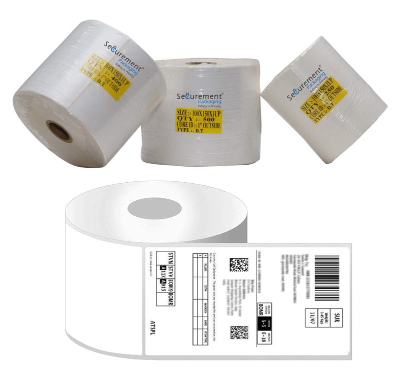 SECUREMENT® Direct Thermal Shipping Label Rolls Address Stickers for Ecommerce Shipment and Sellerflex (4"x6" inch) - 100mm x 150 mm (400 Labels Roll, 1 Roll) - Image 1