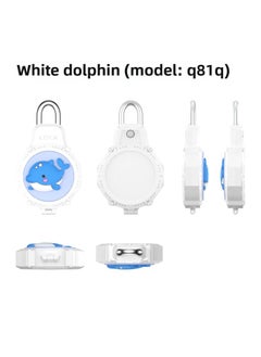 For Apple For Apple Airtag Tracker Wire Security Lock PC Set Waterproof Protective Case Cartoon Cute-Color:White Dolphin (Q81Q)