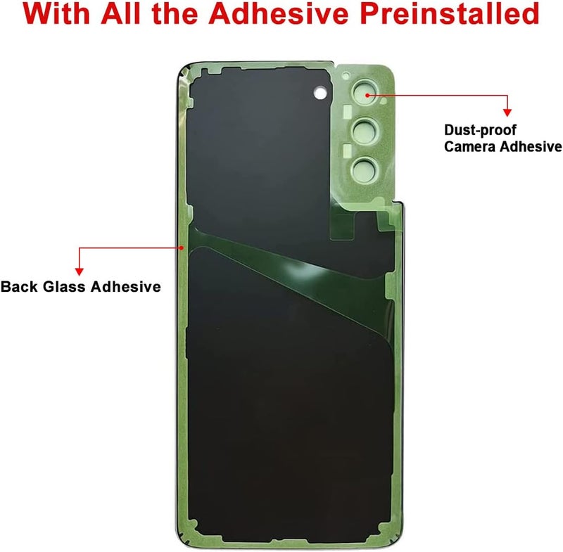Perzework استبدال زجاج خلفي متوافق مع سامسونج جالاكسي S21+ بلس 6.7 بوصة مع مجموعة أدوات الإصلاح ومواد لاصقة مثبتة مسبقًا (فضي شبح) - Image 4