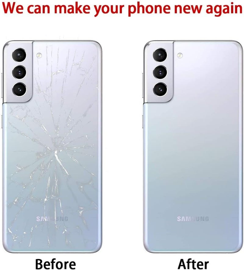 Perzework استبدال زجاج خلفي متوافق مع سامسونج جالاكسي S21+ بلس 6.7 بوصة مع مجموعة أدوات الإصلاح ومواد لاصقة مثبتة مسبقًا (فضي شبح) - Image 5