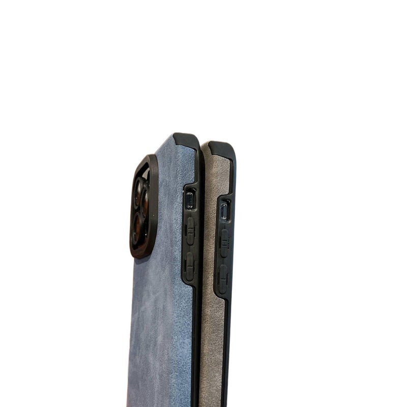 غطاء واقي | مقاوم للصدمات لـ iPhone 12 | أسود | مقاومة بصمات الأصابع | ملمس جلد - Image 4
