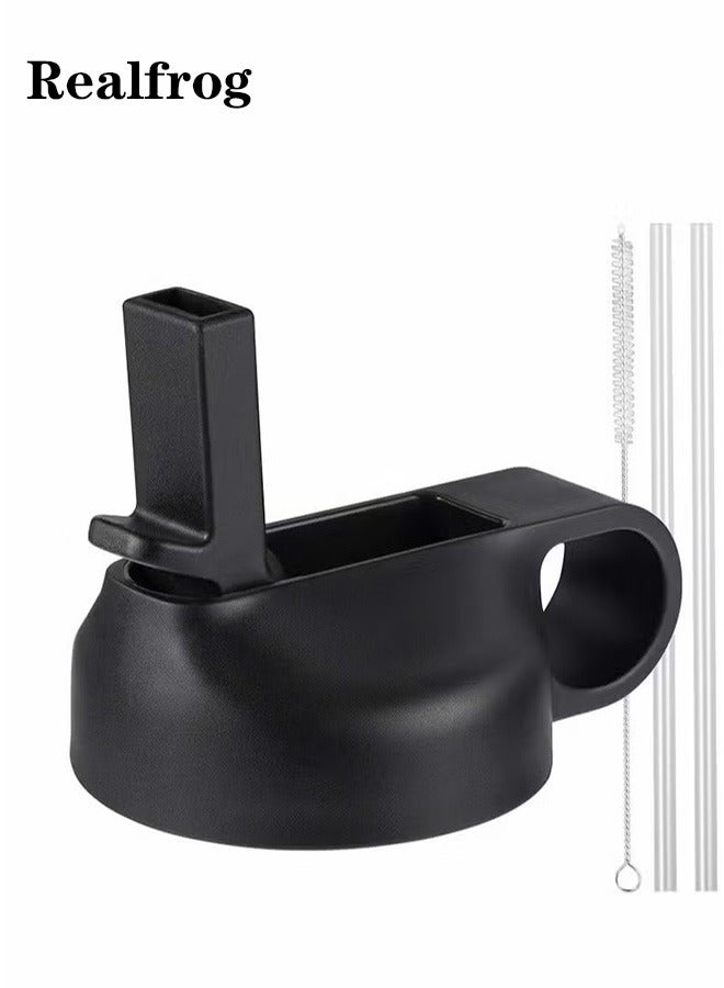 Realfrog Lid Fits Straw Top Wide Mouth Bottles 18 32 40 Oz Wide Mouth Straw Top Replacement Lid With 2 Straws And 1 Brush - Image 1