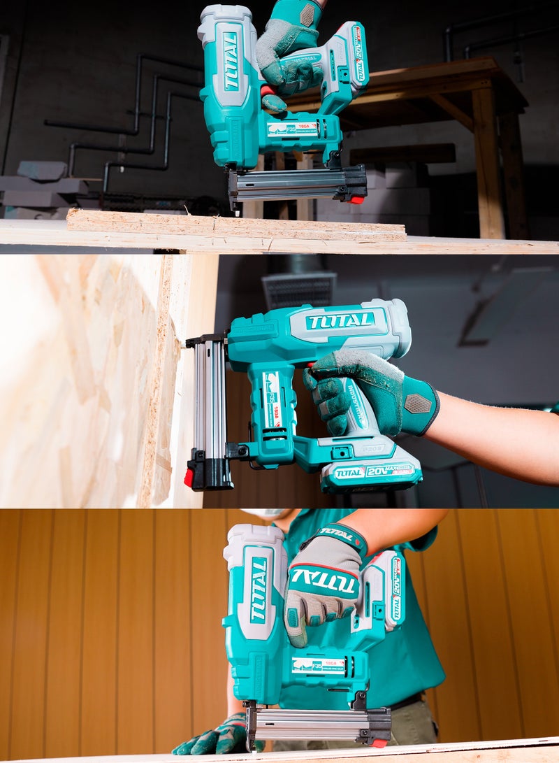 TOTAL 20V Cordless Brad Nailer Kit (F15-F35) - 18 Gauge Power Nail Gun with 2 Nails/s Drive Rate, 2.0Ah Battery, Fast Charger & 1000Pcs Nails - TCBNLI2008 - Image 3