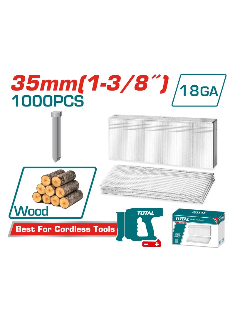 TOTAL 20V Cordless Brad Nailer Kit (F15-F35) - 18 Gauge Power Nail Gun with 2 Nails/s Drive Rate, 2.0Ah Battery, Fast Charger & 1000Pcs Nails - TCBNLI2008 - Image 5