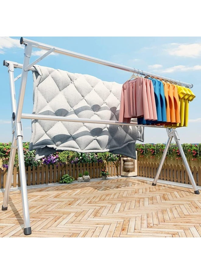 Loquat Folding X Shaped Clothes Drying Rack Expandable Compact Storage Stainless Steel Adjustable Space Saving Floor Stand Clothes Hanging for Indoor Outdoor - Image 1