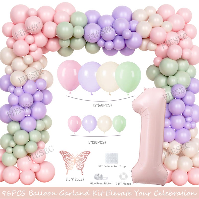 Fiesec Fairy First Birthday Decorations, Flower Enchanted Themed 1st Party Supplies Tableware Set, Our Little Fairy is Turning One Backdrop Balloon for Floral Forest Garden One Year Old Birthday Girl - Image 3