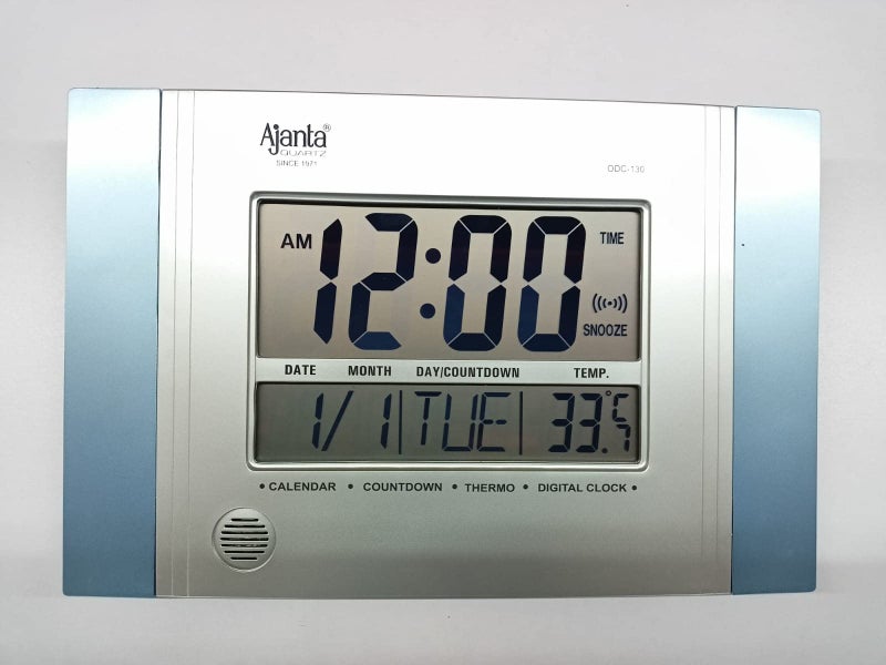 Ajanta Quartz Plastic Abstract Rectangle Digital Alarm Wall Clock (N.Blue, 29 cm x 19 cm x 2.5 cm, ODC 130) - Image 2