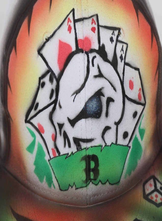 FabSeasons White Cotton Hand Painted Casual Snapback Hat, Hiphop Caps and Flat Cap & Hat - Image 4