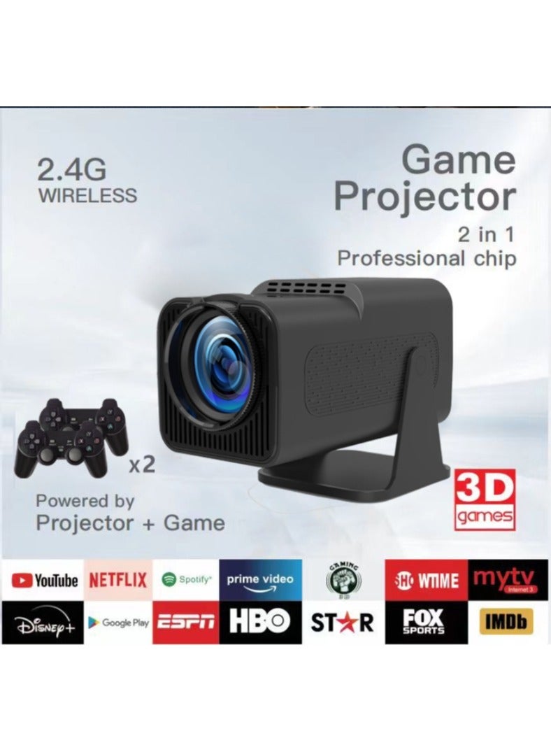 Game Console 4K HD Video,Retro TV 30000+ Game,Game Projector 2 in 1 Professional Chip, Portable Projector With Wireless Controller Gamepad, 2.4G /5G WiFi BT 5.0 Support 4K 130-inch screen 180° Rotation Hi-Fi Speaker Portable Size 50-100% Zoom  - Image 2