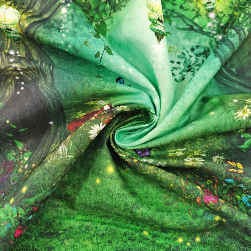 Riyidecor Fairy Wonderland Garden Backdrop Green Princess Birthday 5Wx7H Feet Enchanted Green Backdrop for Baby Shower Birthday Party Photo Studio Shoot Reusable Fabric - Image 5