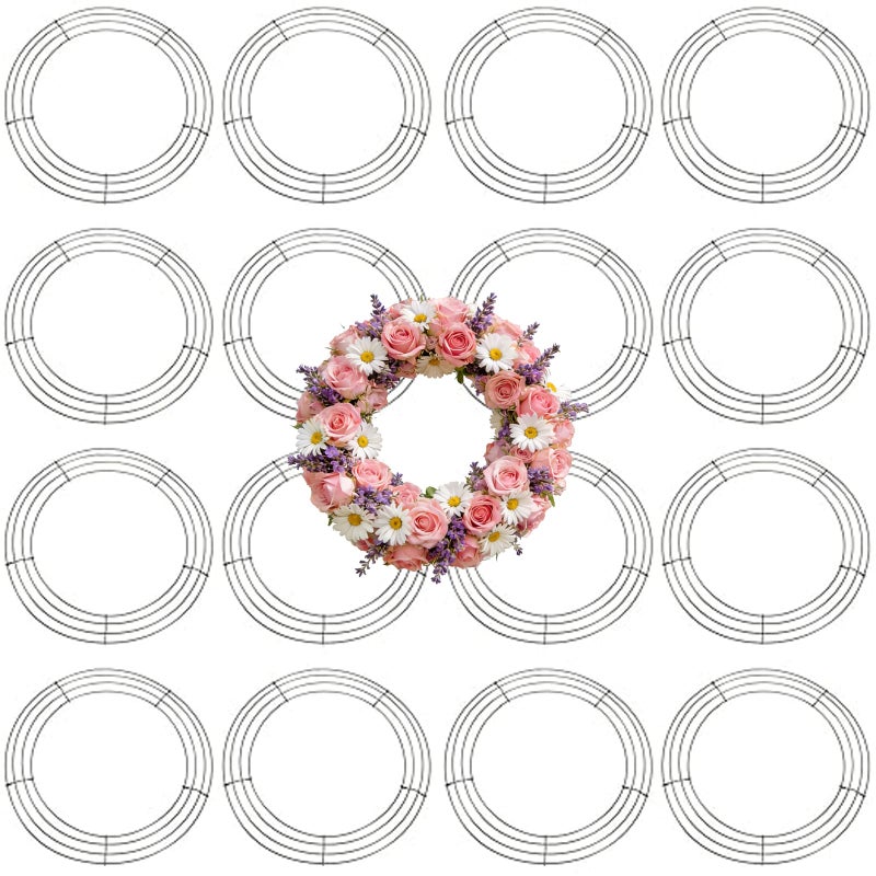 MOUYAT 16 Pack 12 Inch Wire Wreath Frame Round Green Metal Wreath Form for DIY Christmas Wedding Party - Image 2