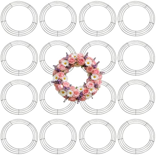 MOUYAT 16 Pack 12 Inch Wire Wreath Frame Round Green Metal Wreath Form for DIY Christmas Wedding Party - Image 1