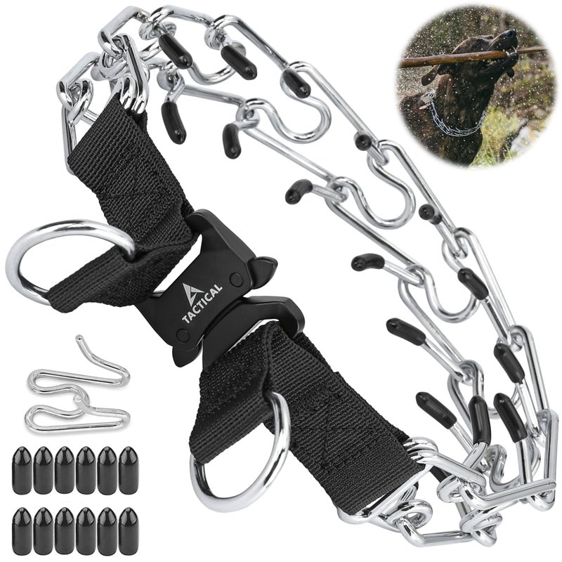 DEYACE Quick Release Dog Training Collar Adjustable Stainless Steel Collar for Small Medium Large Dog (Black, M/L Neck Girth 14.5"-18.6") - Image 1