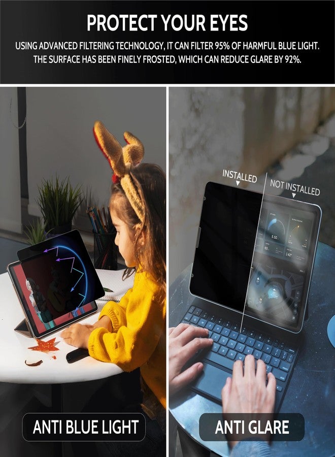 Peslv 360° Privacy Screen for iPad Air 5th/4th Gen & iPad Pro 11 (2018-2022), Anti Glare Blue Light Spy Filter Private Cover, High Sensitive Bubble-Free Easy Install Black Security Protector - Image 3