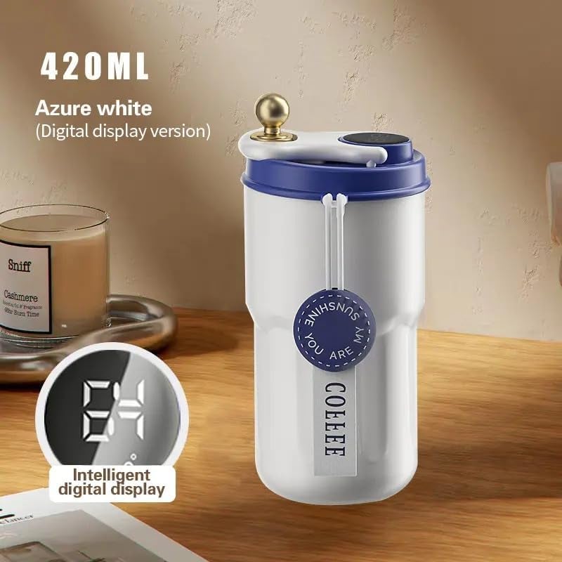 Wosta Smart Insulated Coffee Travel Mug with Touch Screen Digital Temperature Display Travel Flasks, 420 Ml, 304 Stainless Steel Reusable - Leak Proof, Thermal Mug (Blue) - Image 2