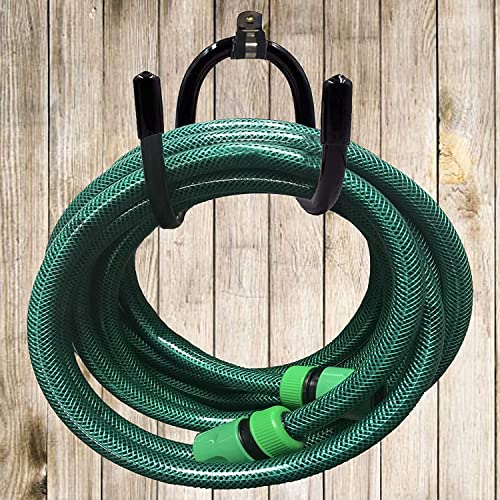 AUXPhome Wall-Mounted Black Hose Bracket Hose Hanger, Car Hose Holder, Carrier, Support for Garden Hose Hanger, Hose Holder Easily Holds 150 5/8’’ Hose - Perfect for Chain-Link Fence and Wall Mounted - Image 4