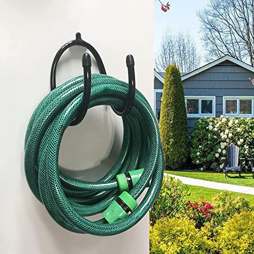 AUXPhome Wall-Mounted Black Hose Bracket Hose Hanger, Car Hose Holder, Carrier, Support for Garden Hose Hanger, Hose Holder Easily Holds 150 5/8’’ Hose - Perfect for Chain-Link Fence and Wall Mounted - Image 1