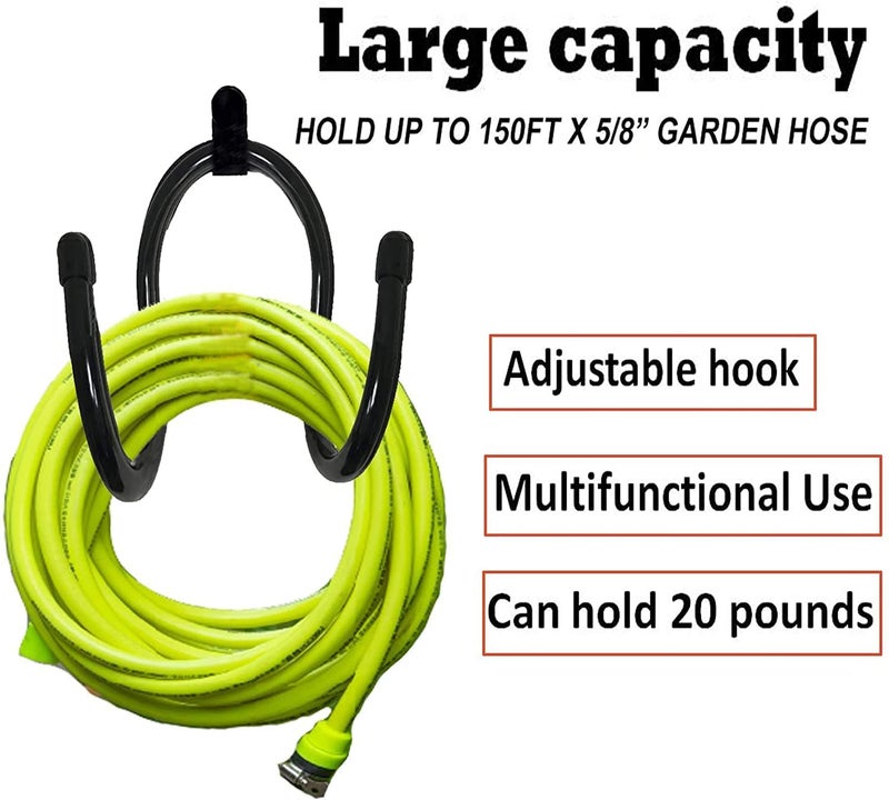 AUXPhome Wall-Mounted Black Hose Bracket Hose Hanger, Car Hose Holder, Carrier, Support for Garden Hose Hanger, Hose Holder Easily Holds 150 5/8’’ Hose - Perfect for Chain-Link Fence and Wall Mounted - Image 3
