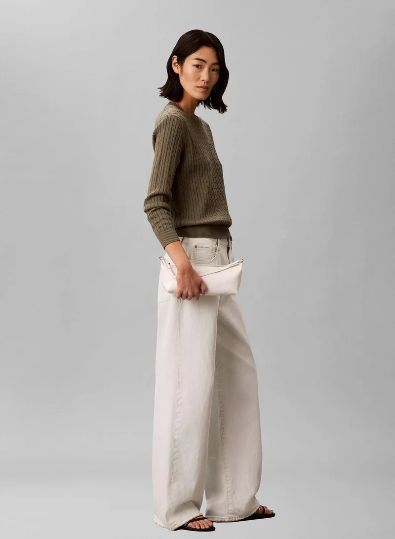 CALVIN KLEIN White Alyssum Foil Logo Convertible Bag for Women | Best Price UAE