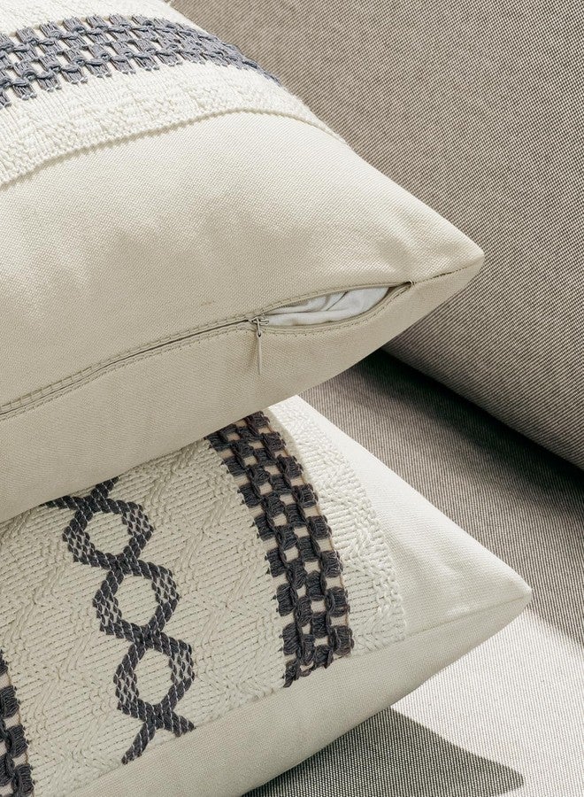 MIULEE Set of 2 Gray Boho Decorative Pillow Covers 18x18 Inch Farmhouse Rustic Couch Throw Pillows Modern Spring Cotton Cushion Covers Retro Cute Macrame Woven Home Decor for Bed Sofa Chair - Image 5
