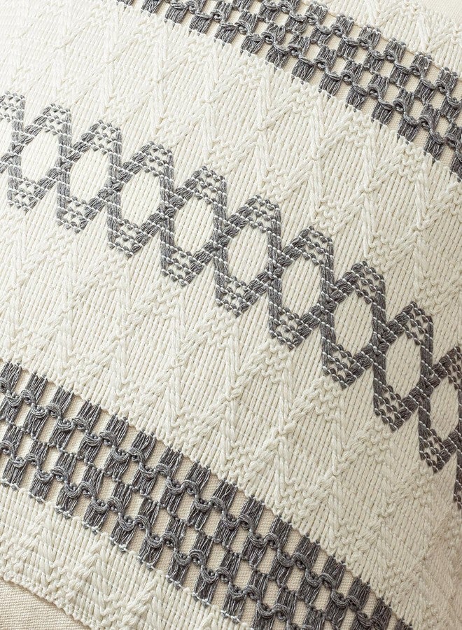 MIULEE Set of 2 Gray Boho Decorative Pillow Covers 18x18 Inch Farmhouse Rustic Couch Throw Pillows Modern Spring Cotton Cushion Covers Retro Cute Macrame Woven Home Decor for Bed Sofa Chair - Image 4