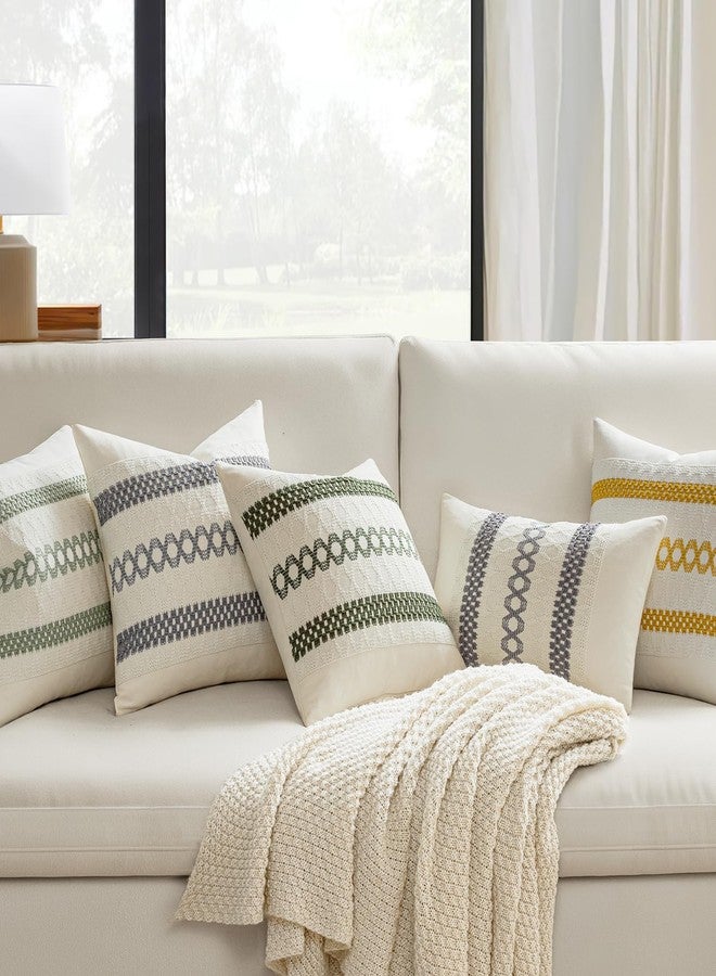 MIULEE Set of 2 Gray Boho Decorative Pillow Covers 18x18 Inch Farmhouse Rustic Couch Throw Pillows Modern Spring Cotton Cushion Covers Retro Cute Macrame Woven Home Decor for Bed Sofa Chair - Image 2