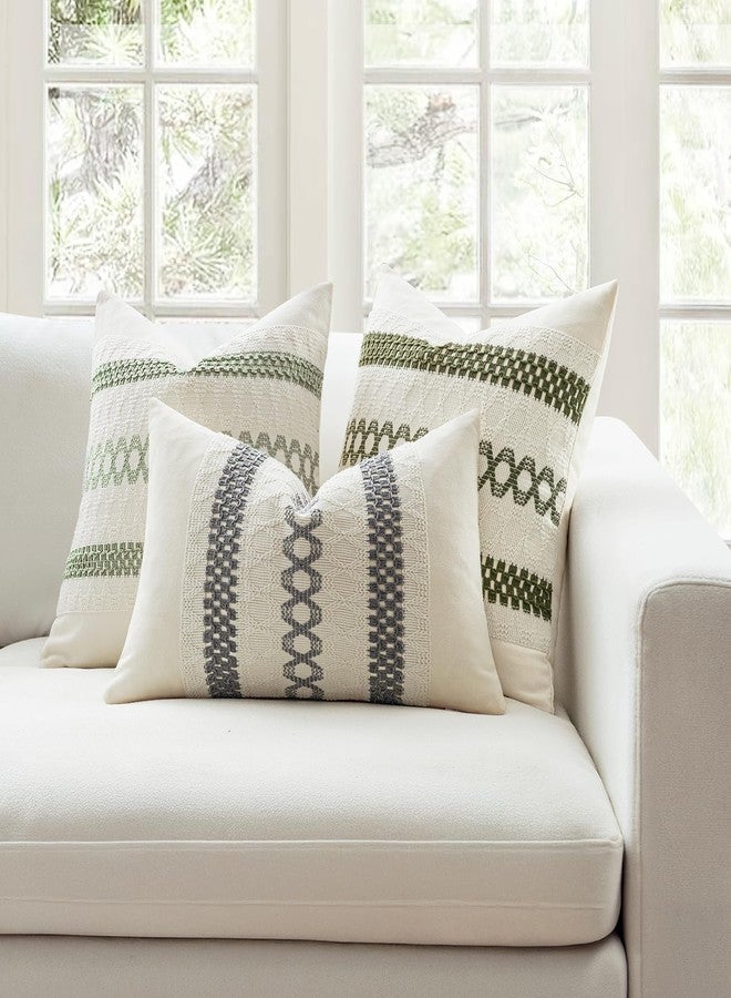 MIULEE Set of 2 Gray Boho Decorative Pillow Covers 18x18 Inch Farmhouse Rustic Couch Throw Pillows Modern Spring Cotton Cushion Covers Retro Cute Macrame Woven Home Decor for Bed Sofa Chair - Image 3