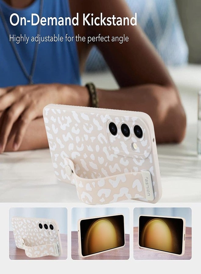 أو أو كيه جراب OOK متوافق مع سامسونج جالاكسي S23 بلس، مصنوع من مادة TPU بنقشة جلد النمر الأبيض | مزود بحزام للمعصم، حماية من الصدمات، غطاء نحيف، مع حماية للكاميرا، للنساء والفتيات - Image 5