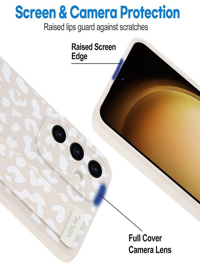 أو أو كيه جراب OOK متوافق مع سامسونج جالاكسي S23 بلس، مصنوع من مادة TPU بنقشة جلد النمر الأبيض | مزود بحزام للمعصم، حماية من الصدمات، غطاء نحيف، مع حماية للكاميرا، للنساء والفتيات - Image 3