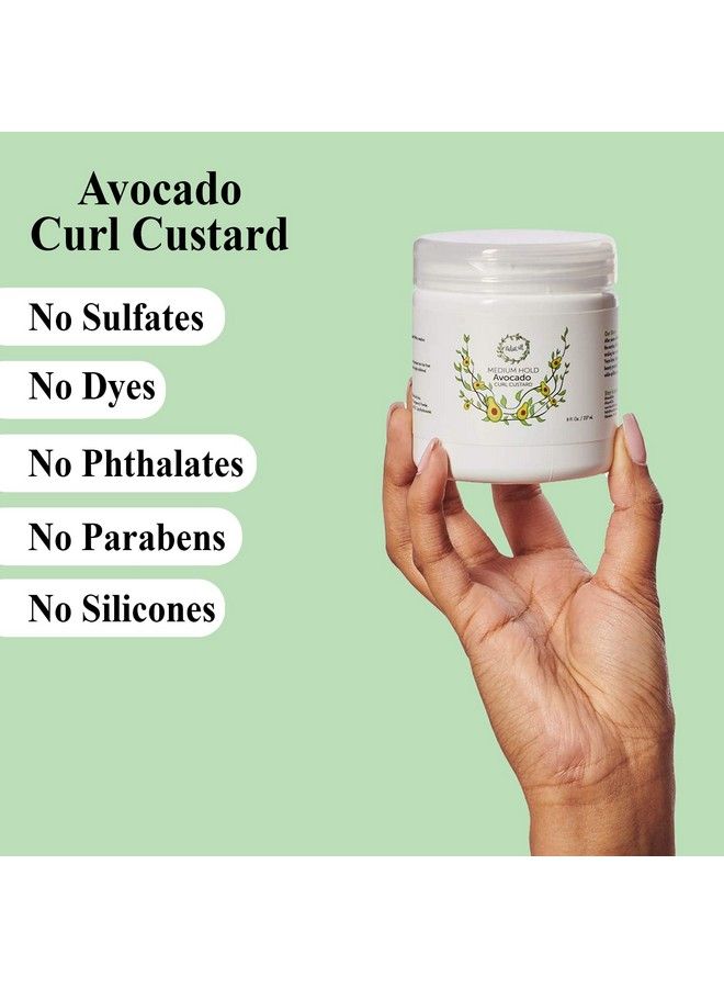 Naturall Curling Cream For Curly Hair Avocado Medium Hold Curling Custard For Natural Hair Gel For Curly Hair 8 Oz - Image 4