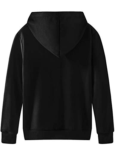 Spring&Gege Youth Solid Full Zipper Hoodies Soft Kids Hooded Sweatshirt for Boys and Girls Size 11-12 Years Black - Image 2