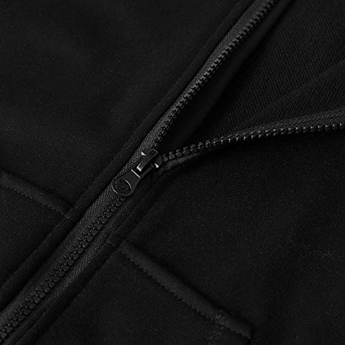 Spring&Gege Youth Solid Full Zipper Hoodies Soft Kids Hooded Sweatshirt for Boys and Girls Size 11-12 Years Black - Image 5