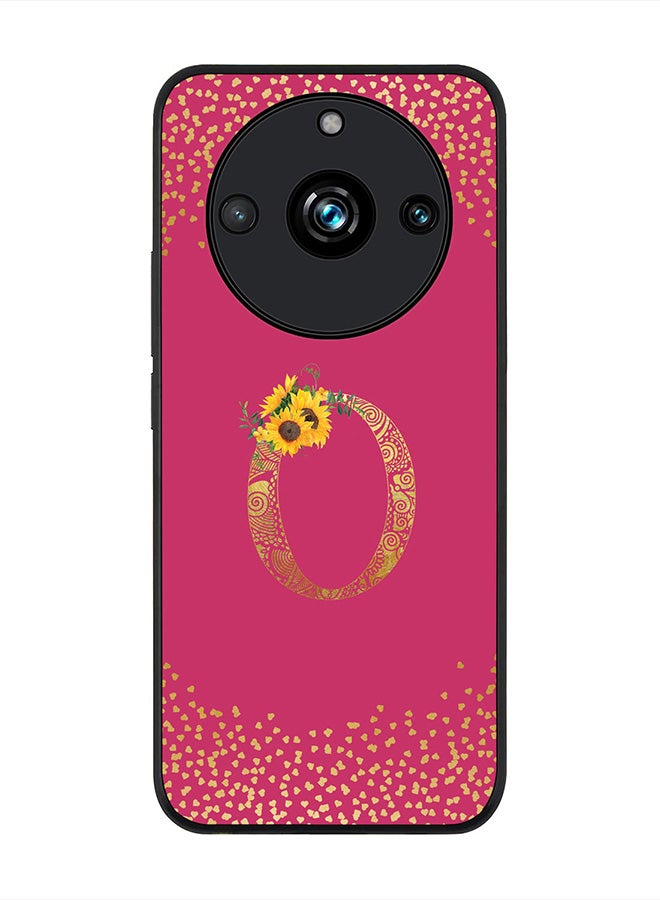 Stylizedd Rugged Black Edge case for Realme 11 Pro/Realme 11 Pro+, Slim fit   Custom Monogram Initial Letter Mandala Floral Pattern Alphabet- O (Dark Pink Rose) - Image 1