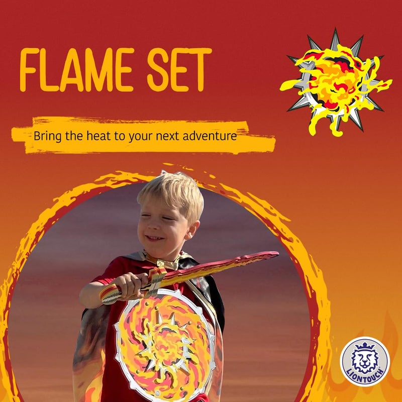 Liontouch  Fantasy Fire Flame Set  Foam Sword  Shield for Kids Age 38 Years  Medieval Pretend Play in Roaring Fire Style  Safe Toy Weapons  Battle Accessories for Boys Dress Up  Costumes - Image 3