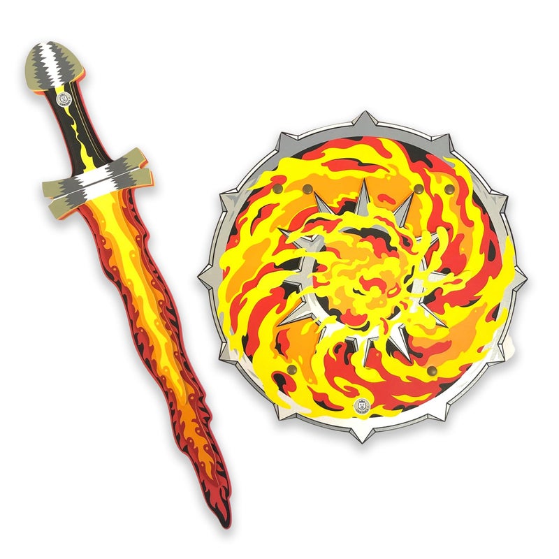 Liontouch  Fantasy Fire Flame Set  Foam Sword  Shield for Kids Age 38 Years  Medieval Pretend Play in Roaring Fire Style  Safe Toy Weapons  Battle Accessories for Boys Dress Up  Costumes - Image 2