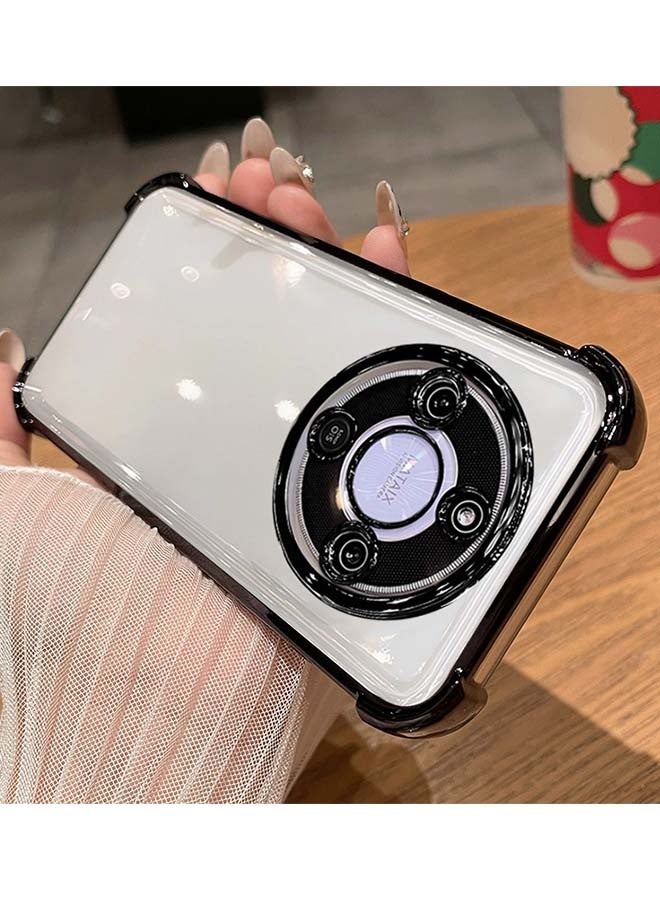 Honor X9D Case, Transparent Silicone Electroplate, [Light Slim][Four Corner Cushions][Built-in Camera Protector] Soft Electroplated Drop Protection Cover for Honor X9D 5G, Black