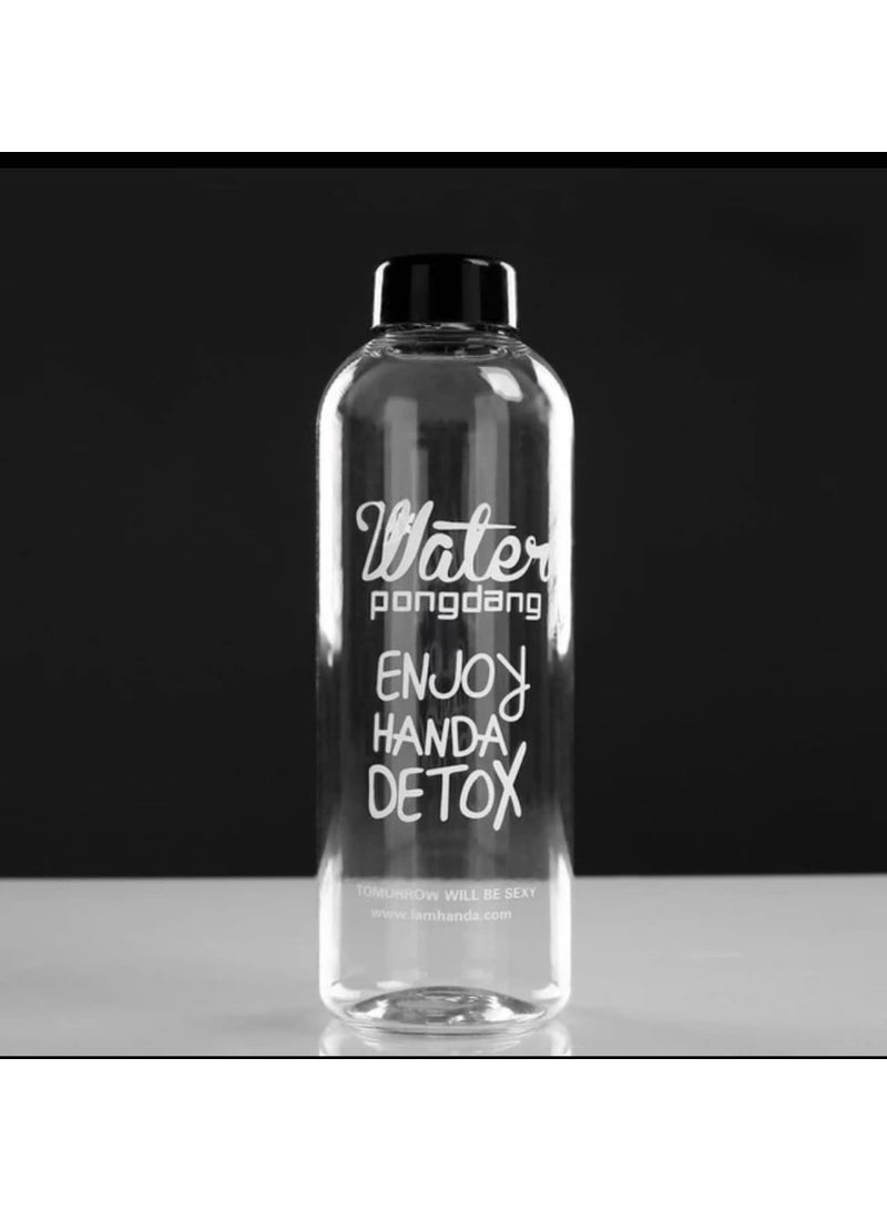 كيتشينو زجاجة مياه اكريليك بسعة 1000 ملليلتر / للتخلص من السموم، زجاجة شفافة مصممة بخط اليد، مانعة للتسرب، ‎زجاجة مياه اكريليك / بنمط كتابة بخط اليد، شفافة ومضادة للتسرب - Image 5