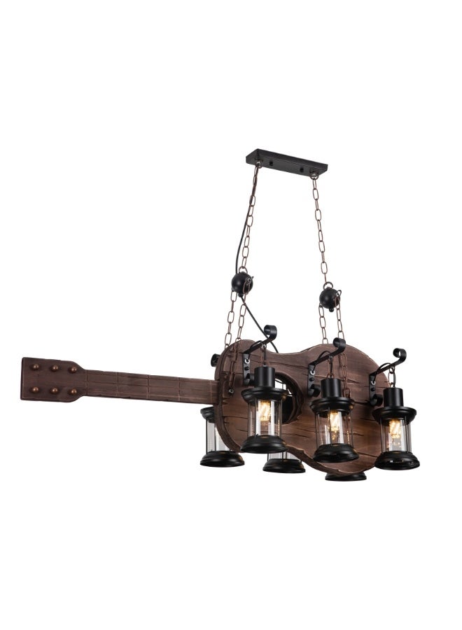 Guitar-Inspired Hanging Chandelier – Artistic Wooden Lighting with a Musical Soul - Image 1