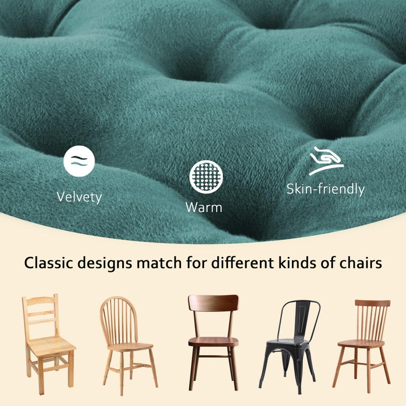 ELFJOY ELFJOY Chair Cushions for Dining Chairs Set of 4 Kitchen Seat Cushions Indoor Velvet Seat Pad with Ties for Dining Office Living Room (18"" x 18""  Green) - Image 3