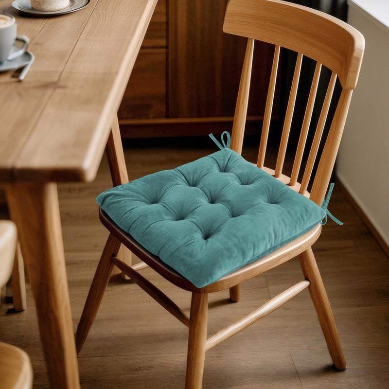 ELFJOY ELFJOY Chair Cushions for Dining Chairs Set of 4 Kitchen Seat Cushions Indoor Velvet Seat Pad with Ties for Dining Office Living Room (18"" x 18""  Green) - Image 5