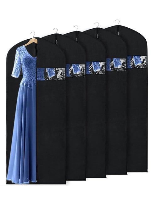 5 Pack Garment Bag Lightweight Suit Bags for Closet Storage, Hanging Clothes Cover with Zipper and Clear Window for Folding for Tuxedos Coats Dresses 60x120cm
